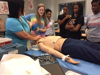 Health Career Camp participants touring OFTC's Allied Health programs learning of healthcare career opportunities. 