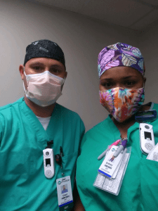 OFTC Respiratory graduates, Chad Keown (L) and Brittney Bryant (R), have been working on the frontlines of the COVID-19 pandemic in Albany, Ga.