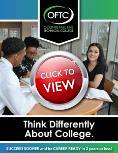 OFTC Viewbook 2020-2021 Cover - Three students studying, one smiling