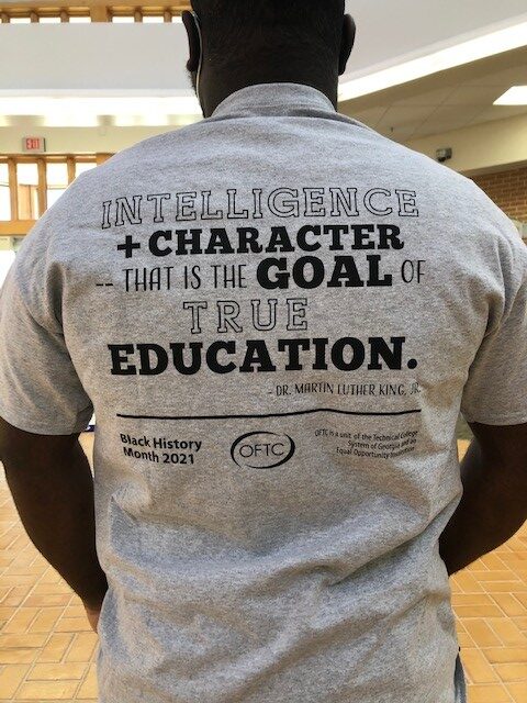 student wearing Black History Month 2021 t-shirt