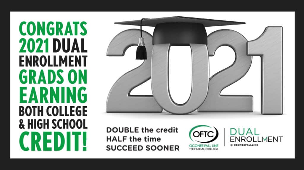 2021 with a graduation hat; dual enrollment congratulations 