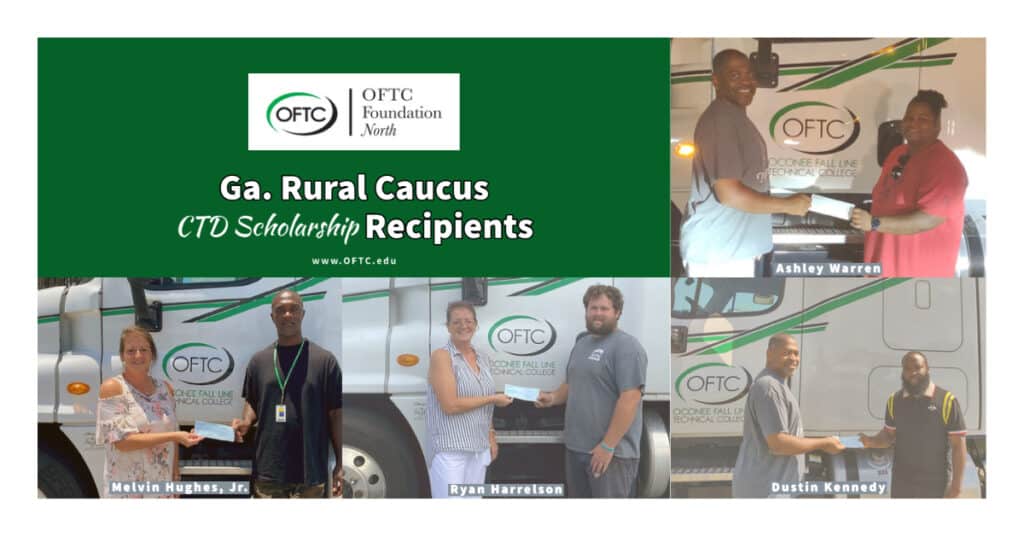 Ga. Rural Caucus CTD Scholarship Recipients: Ashley Warren (Milledgeville), Dustin Kennedy (Augusta), Melvin Hughes, Jr. (McRae), and Ryan Harrelson (Helena). 