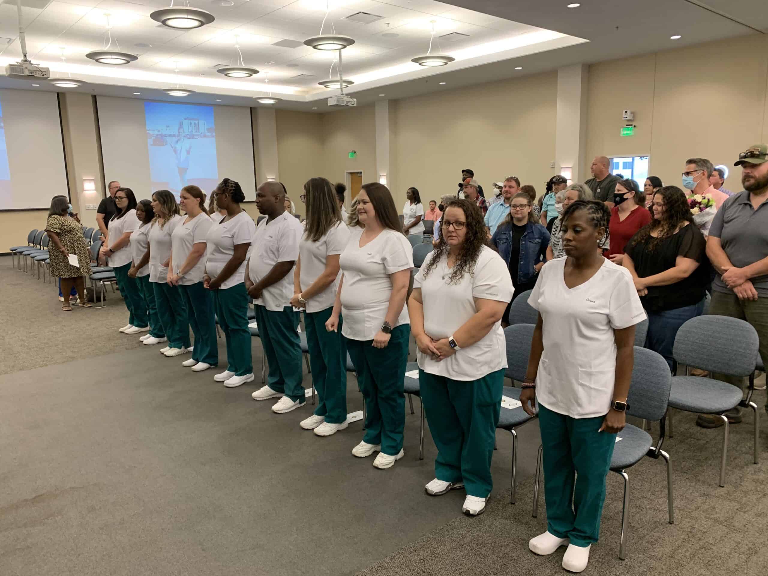 OFTC Practical Nursing students during the college's nursing pinning ceremony where they received their traditional nursing pin.