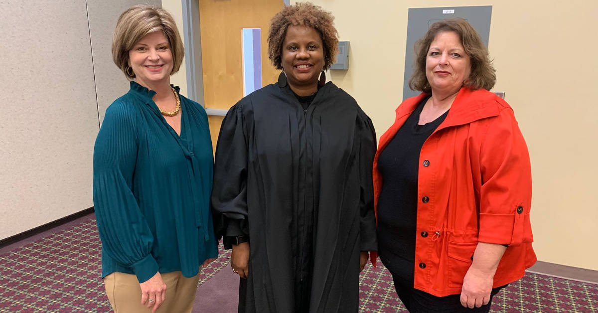 Donna Asbell was recently inducted into OFTC's Board of Directors. Pictured, L-R: OFTC President, Erica Harden; Judge Glenola Jackson; Donna Asbell.