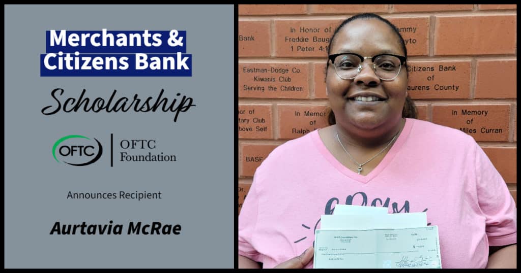 Merchants & Citizens Bank Scholarship recipient