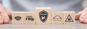 Blocks with OSHA icon and safety icons