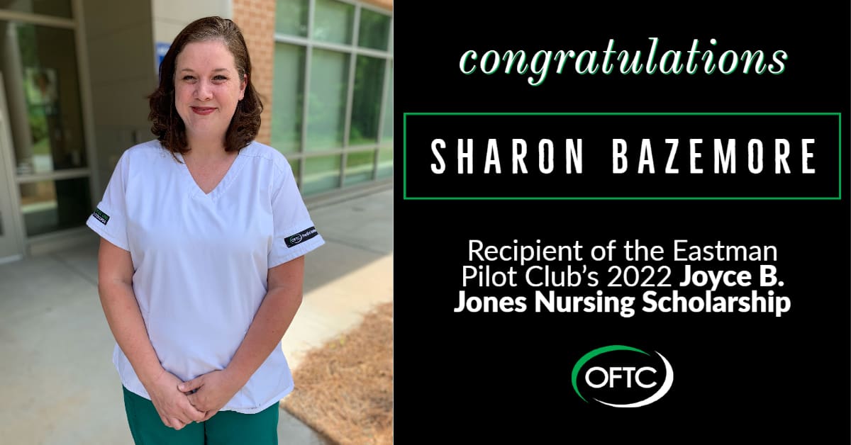 Sharon Bazemore, recipient of the Eastman Pilot Club's 2022 Joyce B. Jones Nursing Scholarship