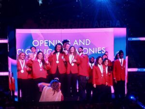 OFTC's SkillsUSA Opening & Closing Ceremony team members (middle) filled with excitement and joy after being announced first place winners.