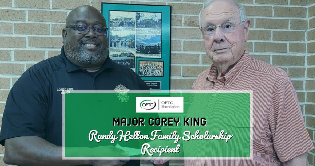 Major Corey King (L) and Randy Helton (R). Randy Helton Family Scholarship