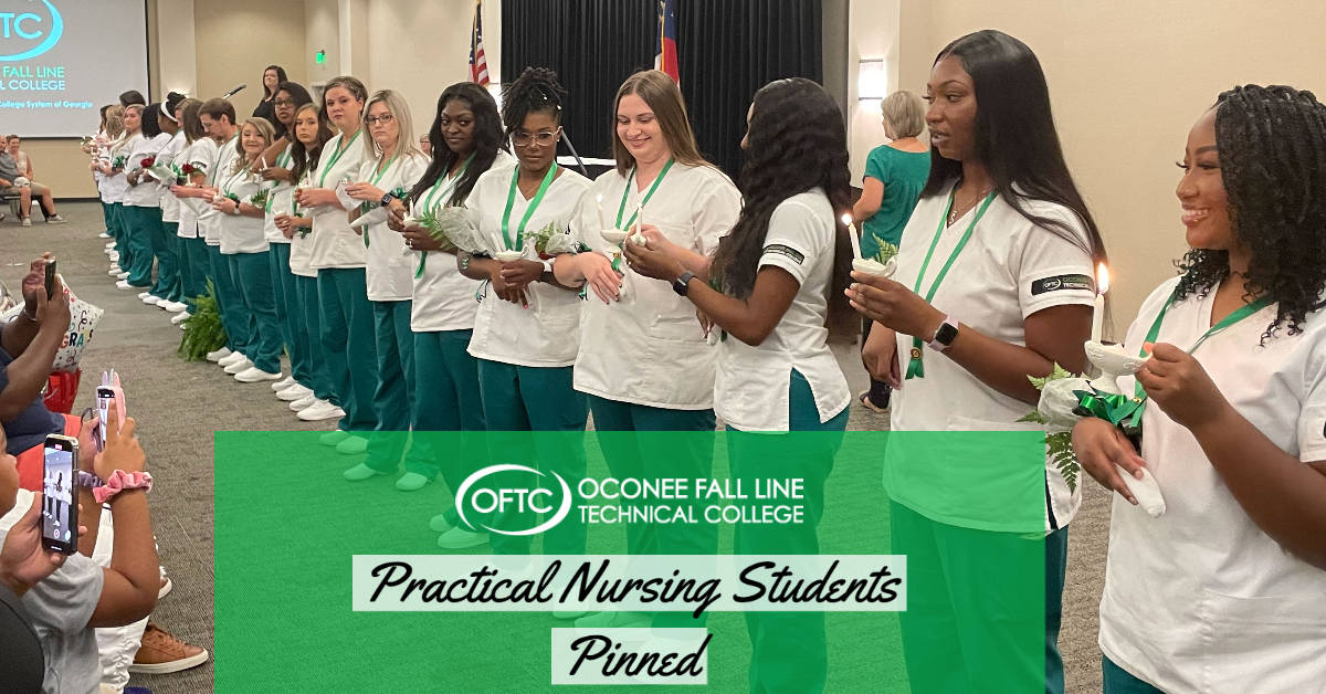 OFTC Practical Nursing students during the pinning ceremony.