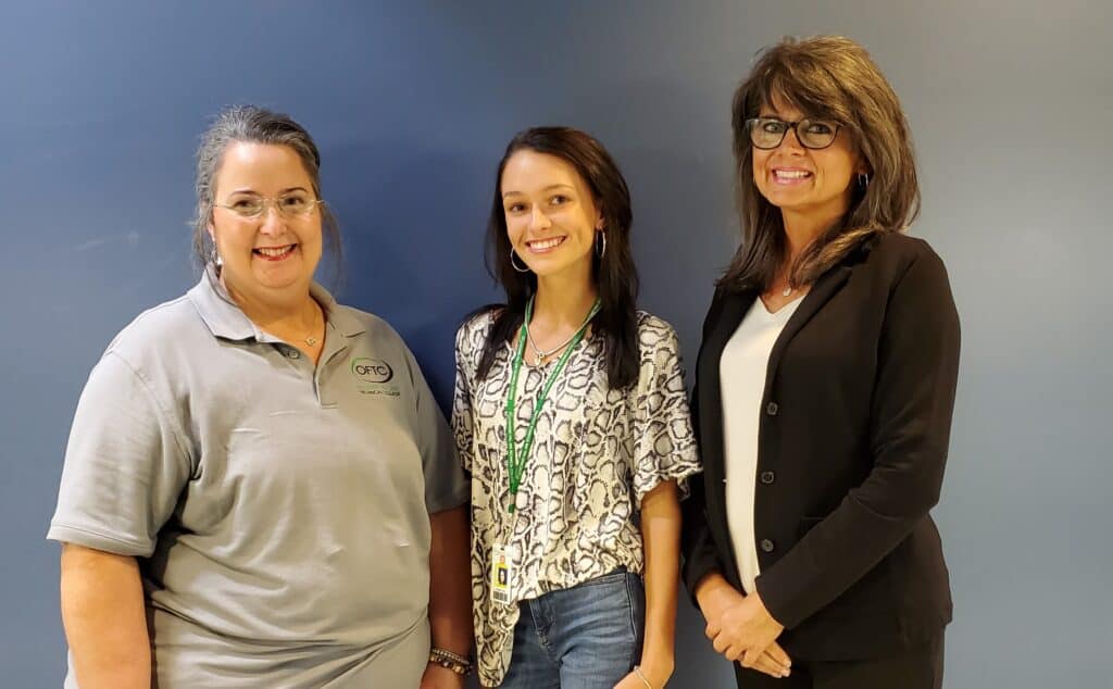L-R: Lottie Rizzardi, founder of Schrader Vision of Hope Medical Imaging Scholarship, Jordan Hay, scholarship recipient, and Schrader family member Tracy Schrader.